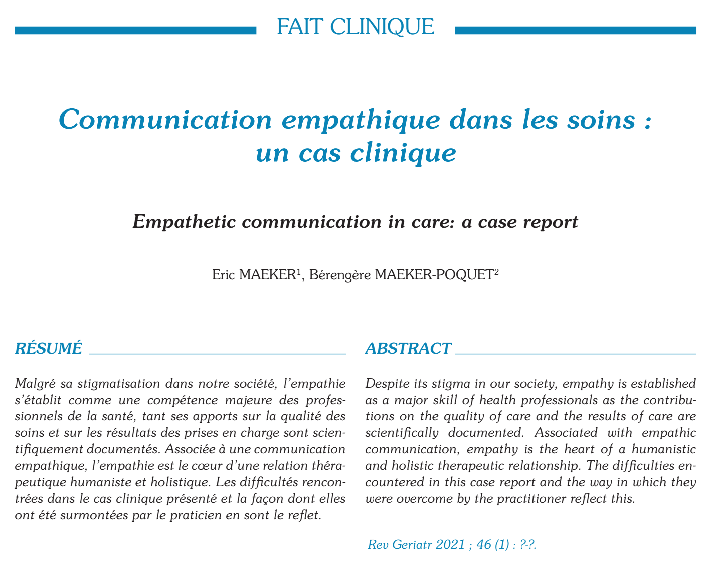 Communication Empathique Dans Les Soins Un Cas Clinique Maeker Fr