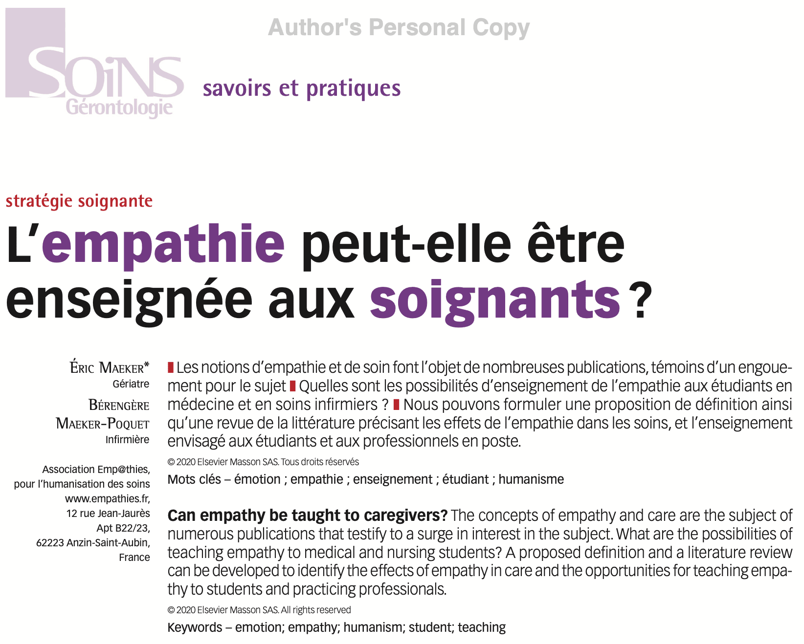 L Empathie Peut Elle Etre Enseignee Aux Soignants Maeker Fr